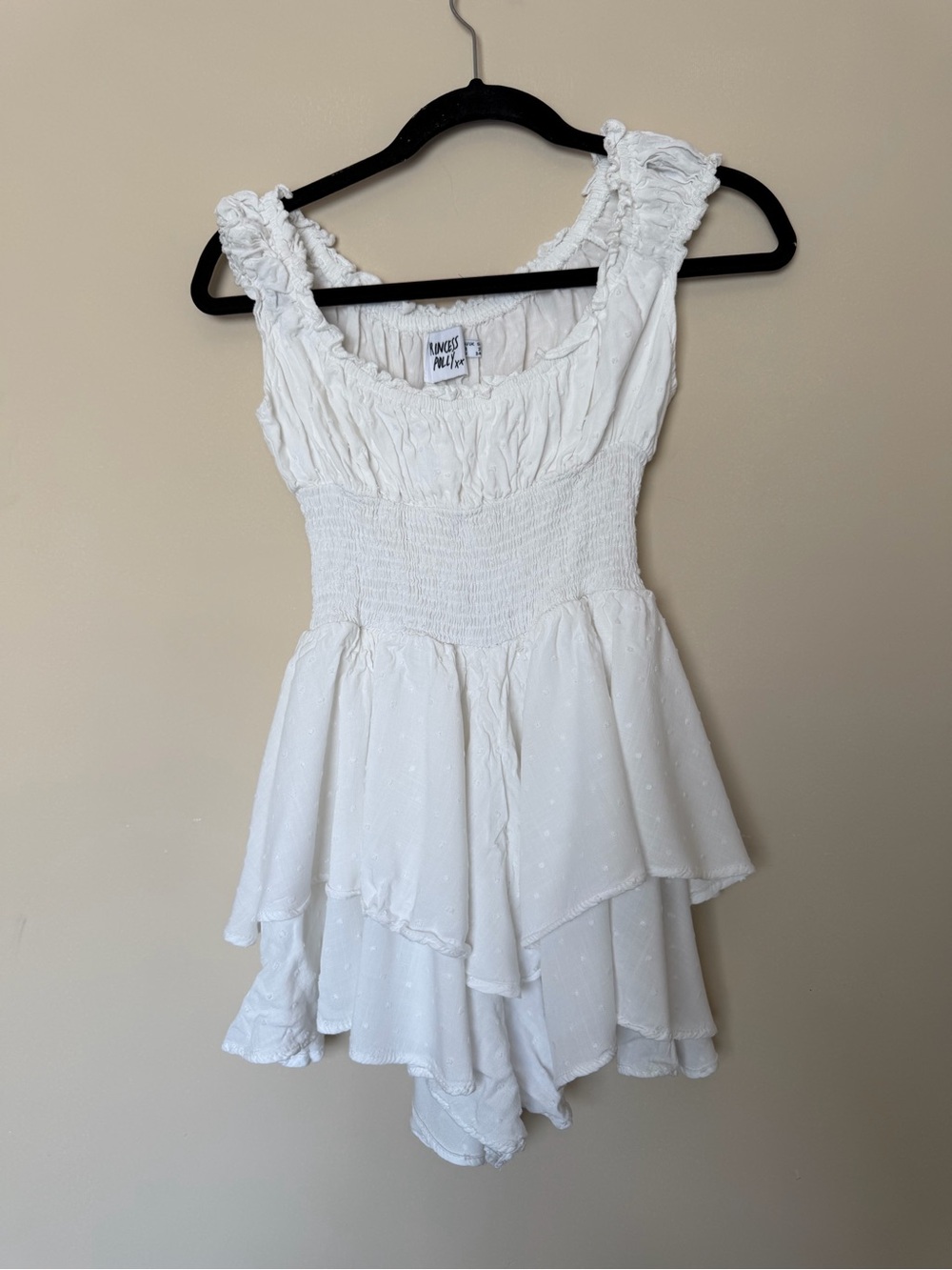 Princess Polly White Ruffled Smocked Romper